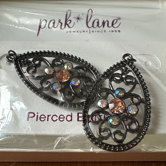 Park Lane Black Filigree Earrings with Sparkling Accents - Picture 2 of 3